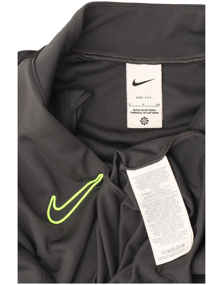 Top della tuta da ginnastica Nike Dri Fit con collo e zip da uomo, piccolo, color grigio