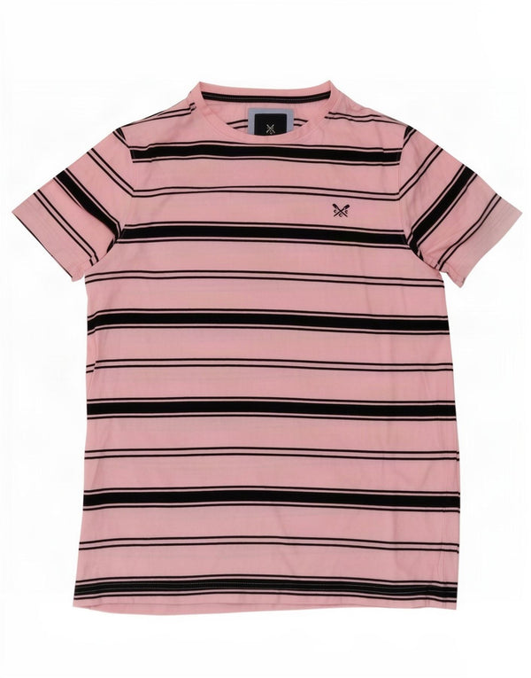 Crew Clothing T-shirt da uomo Top in cotone a righe rosa medio