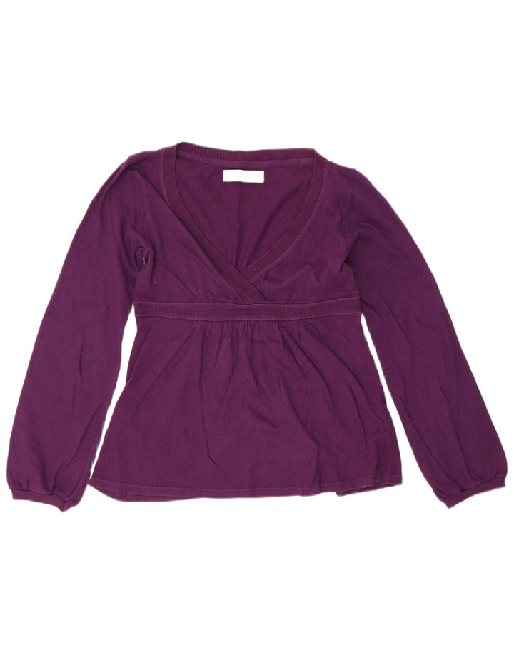 Top Zara da donna a maniche lunghe UK 14 grande cotone viola
