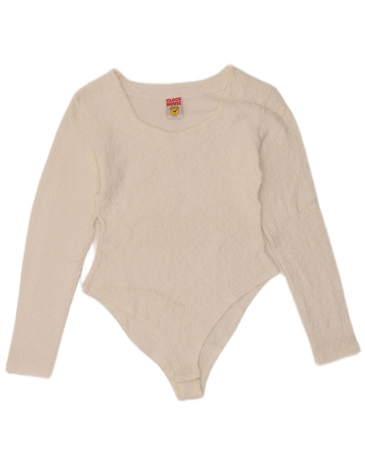 CLOCK HOUSE Body manica lunga da donna IT 42/44 Cotone bianco medio
