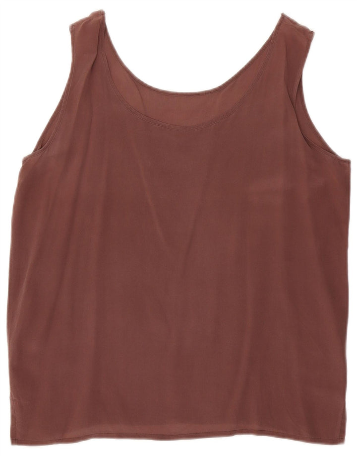 Canotta senza maniche vintage da donna UK 16 grande marrone