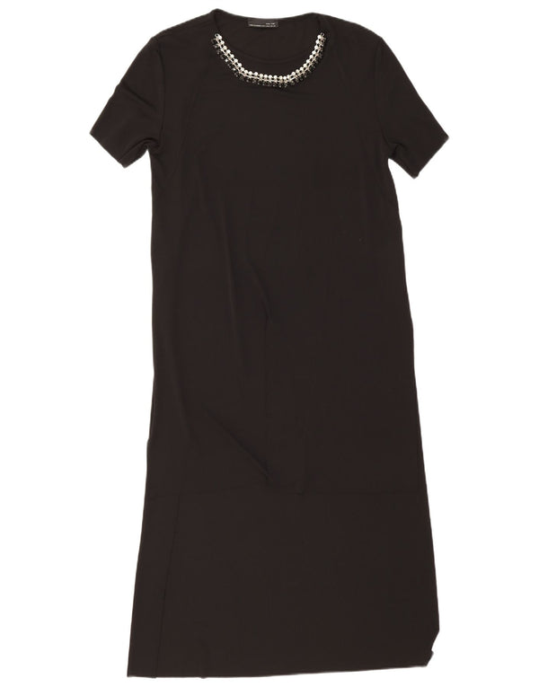 Vestito lungo da donna Zara UK 12 poliestere nero medio