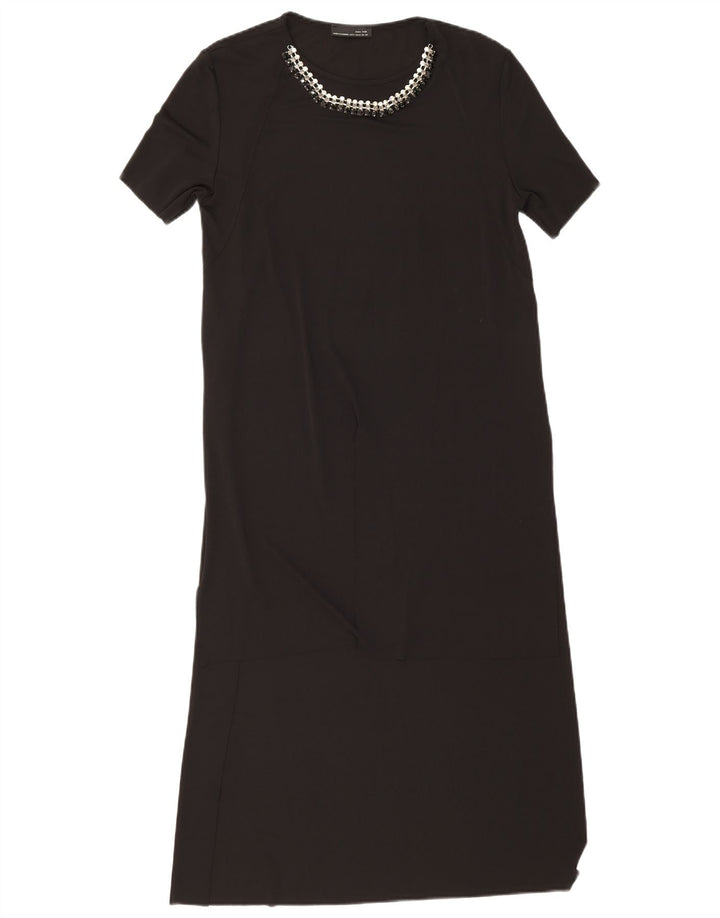 Vestito lungo da donna Zara UK 12 poliestere nero medio