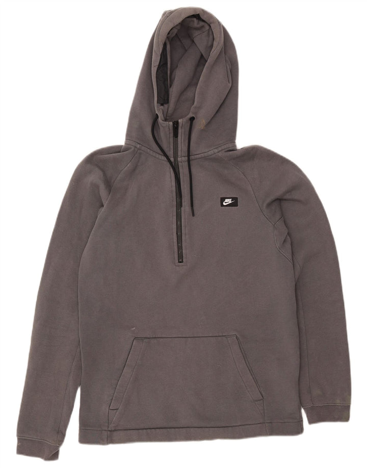 Maglione con cappuccio e zip da uomo NIKE piccolo in cotone grigio