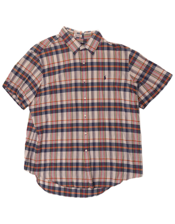 Polo Ralph Lauren Camicia a maniche corte da uomo 2XL in cotone a quadri multicolore