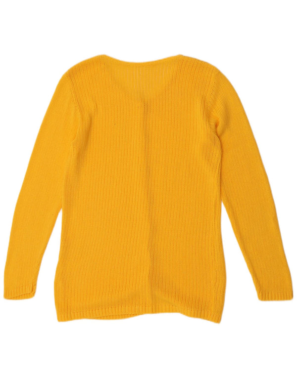 Maglione cardigan da donna VINTAGE UK 14 giallo medio