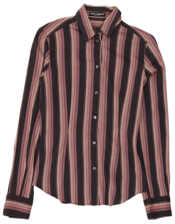 DOLCE & GABBANA Camicia Donna IT 40 Small Cotone Rigato Viola