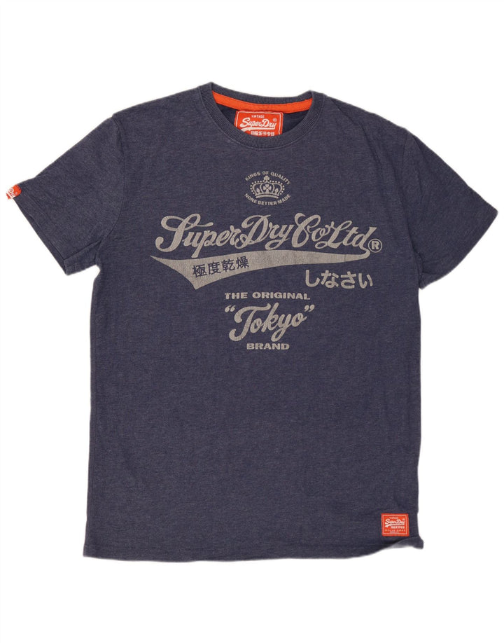 T-shirt grafica da uomo SUPERDRY Top in cotone blu navy medio
