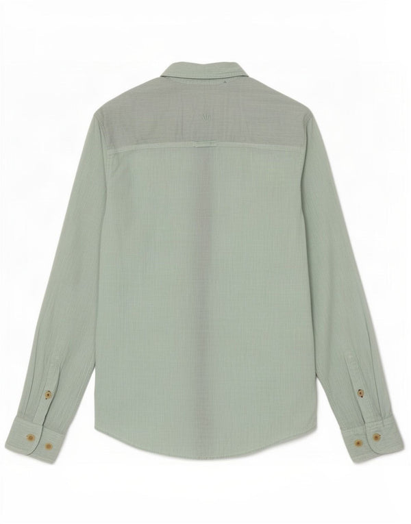 Fat Face Camicia da uomo classica vestibilità XS Lino gessato blu