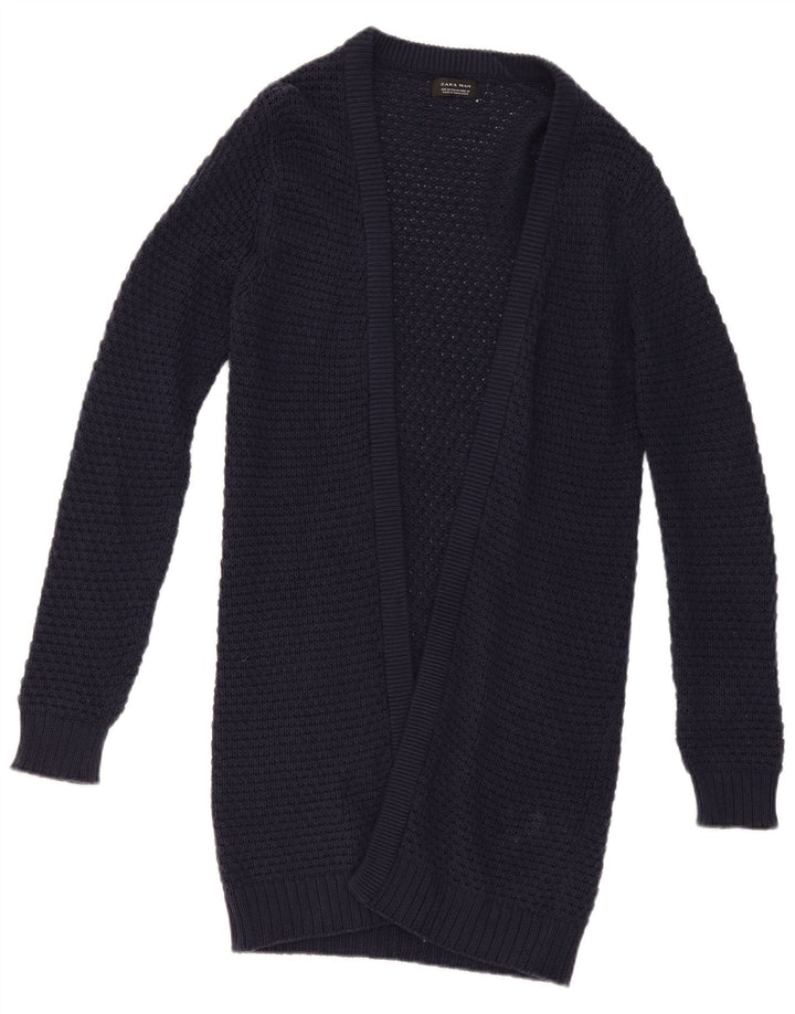 Maglione Cardigan Aperto da Uomo ZARA Cotone Medio Blu Navy