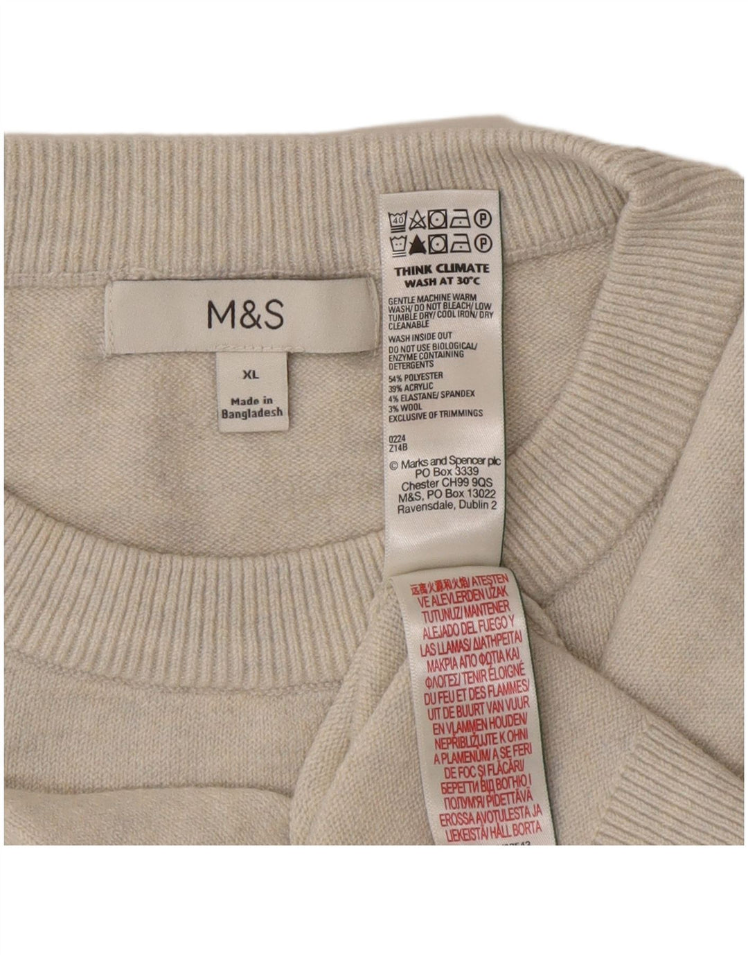 Maglione maglione girocollo da uomo Marks & Spencer XL grigio poliestere