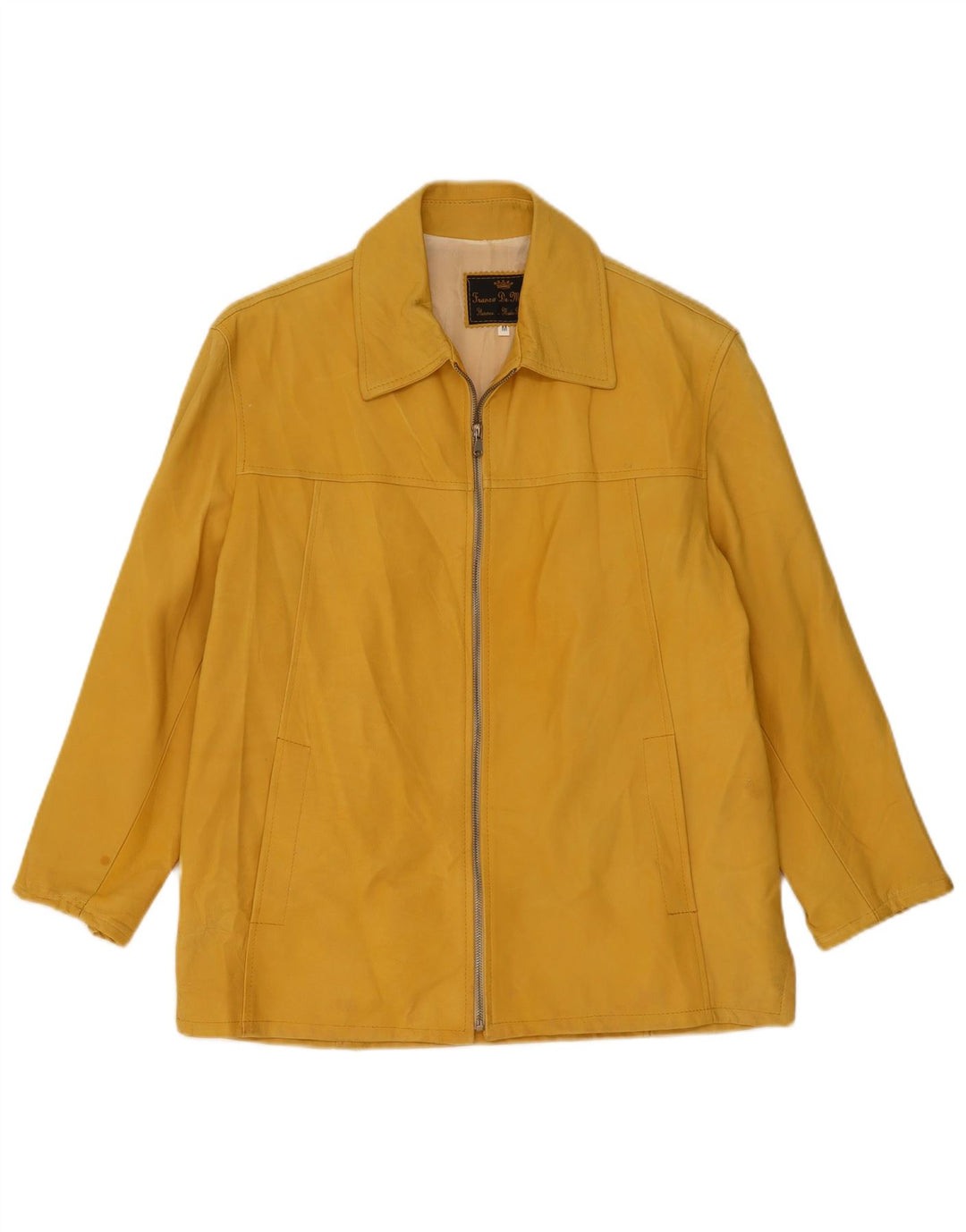 VINTAGE Mens Leather Jacket UK 38 Medium Yellow Leather