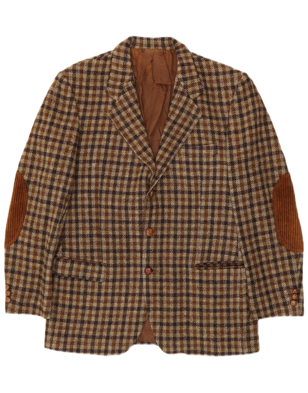 Giacca blazer da uomo a 3 bottoni Egon Von Furstenberg EU 50 grande percalle marrone