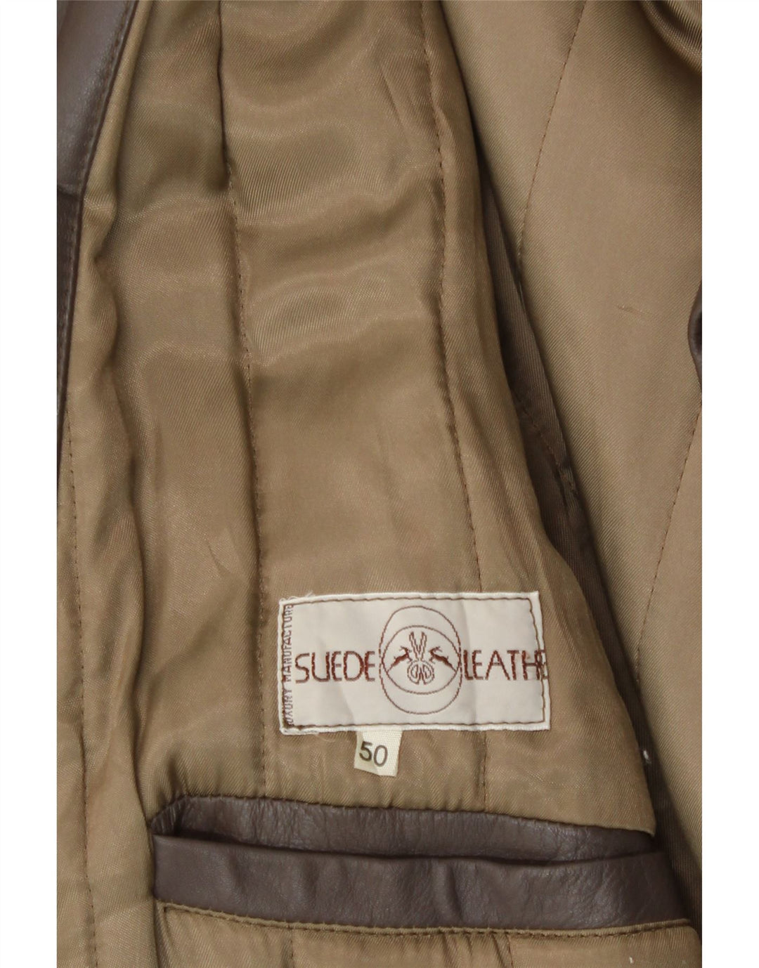Giacca in pelle vintage da uomo IT 50 grande in pelle marrone