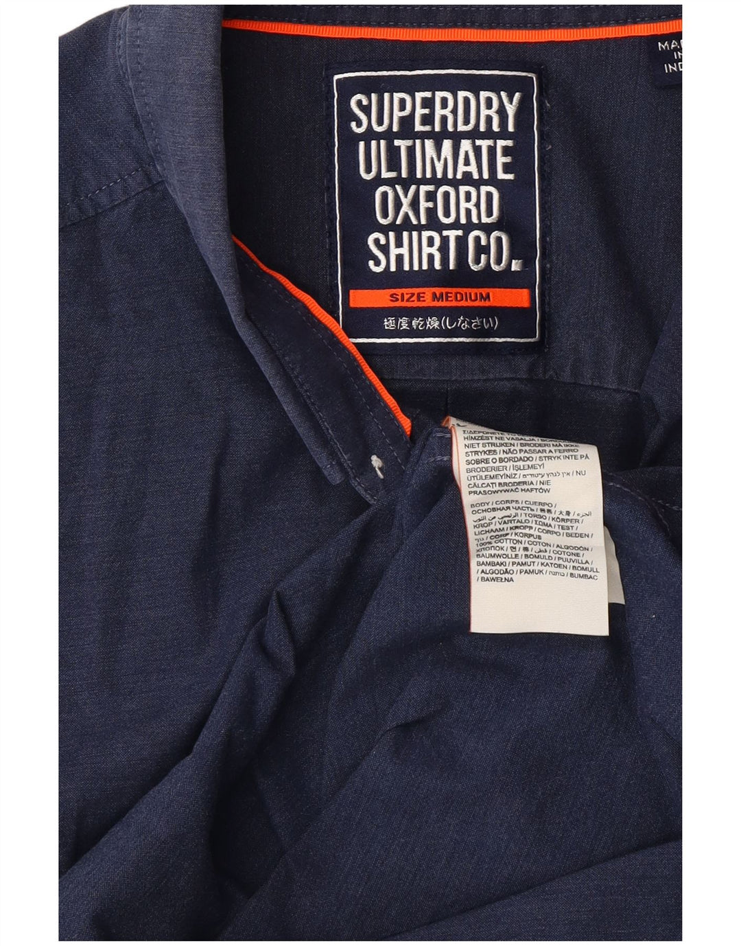 Camicia a maniche corte da uomo vestibilità regolare SUPERDRY in cotone blu navy medio