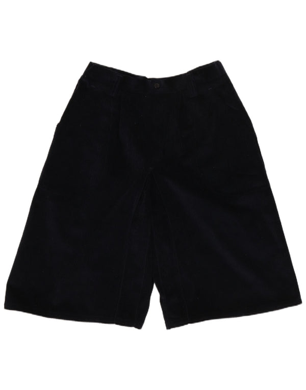 Pantaloncini vintage in velluto a coste a vita alta da donna IT 46 UK 12 blu navy medio