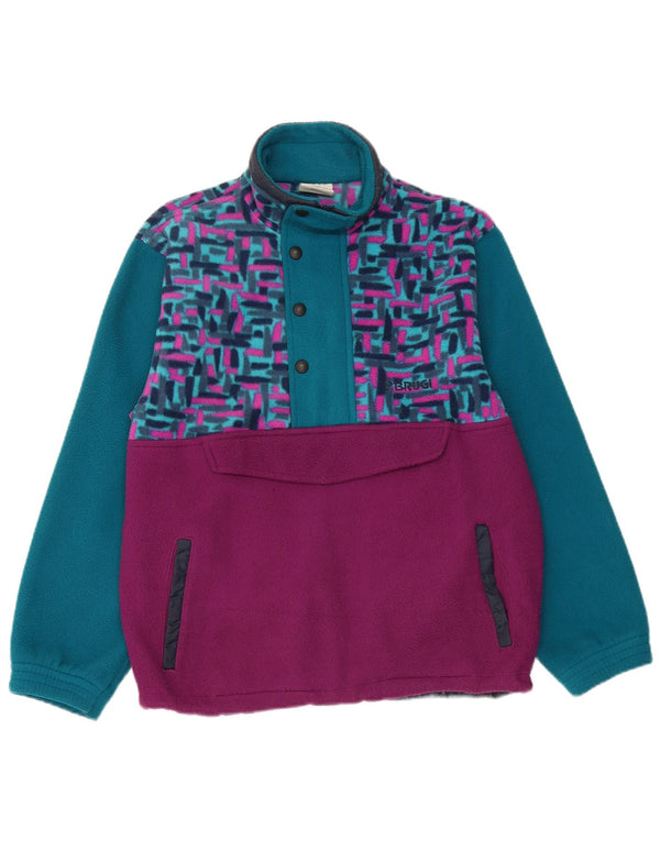 Brugi Maglione in pile da uomo con zip e collo piccolo poliestere geometrico blu