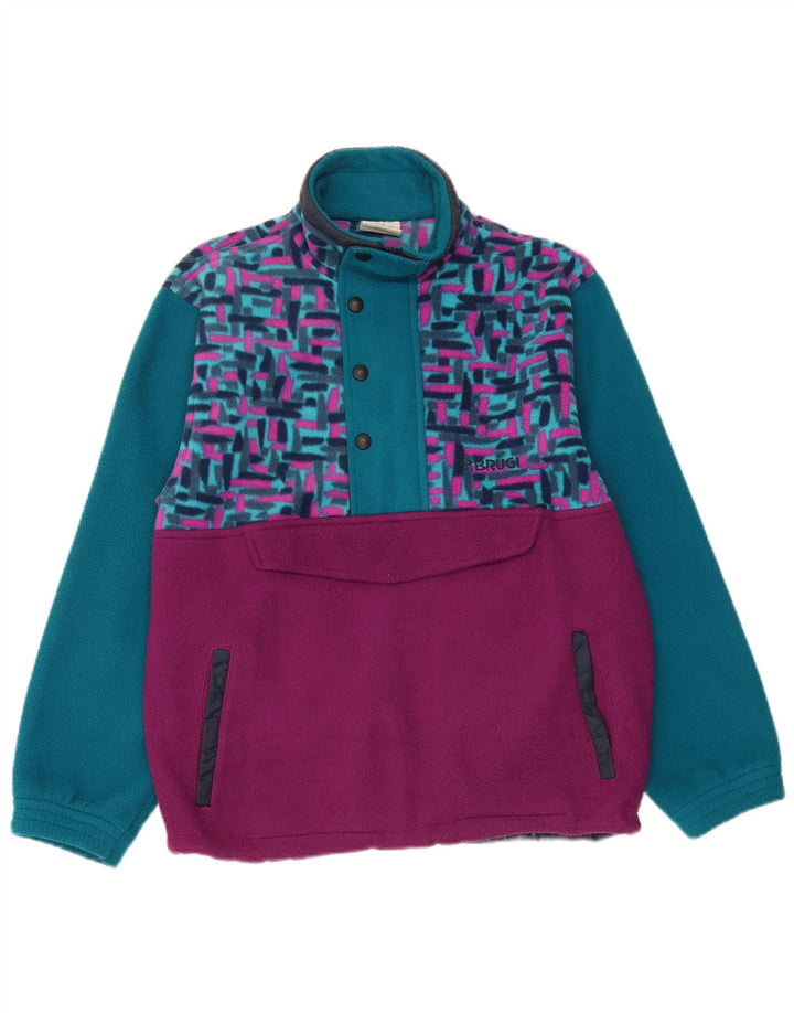 Brugi Maglione in pile da uomo con zip e collo piccolo poliestere geometrico blu