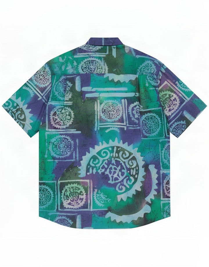 Camicia a maniche corte da uomo con motivo astratto Acrobate Blu medio