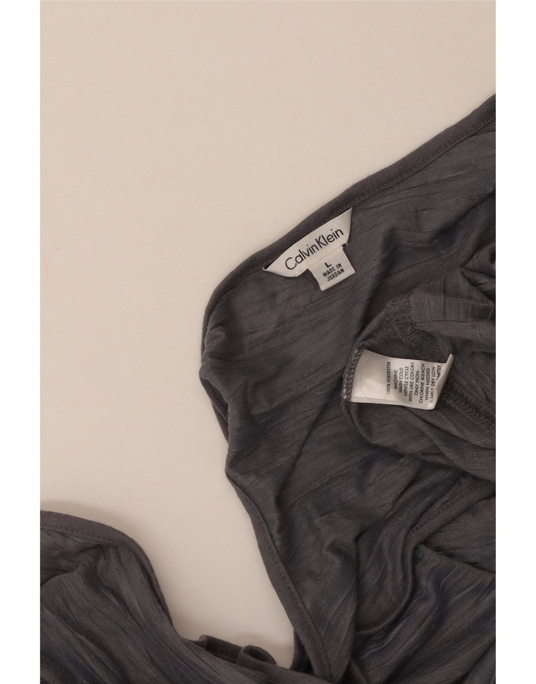 CALVIN KLEIN Canotta da donna UK 14 Poliestere a righe grandi grigie