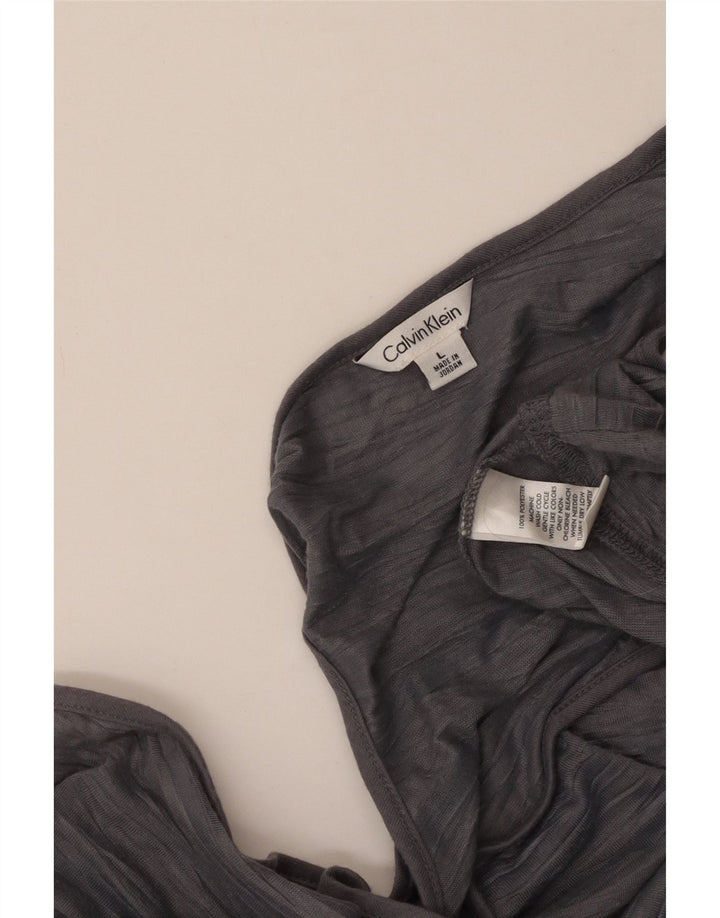 CALVIN KLEIN Canotta da donna UK 14 Poliestere a righe grandi grigie