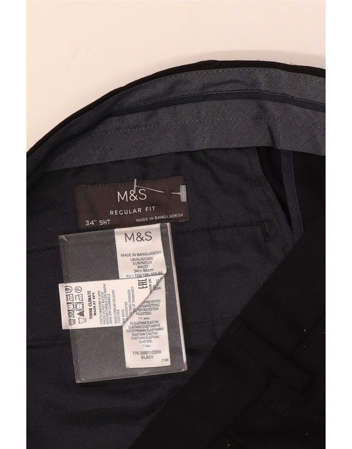 Pantaloni chino vestibilità regolare da uomo Marks & Spencer W34 L29 lana nera