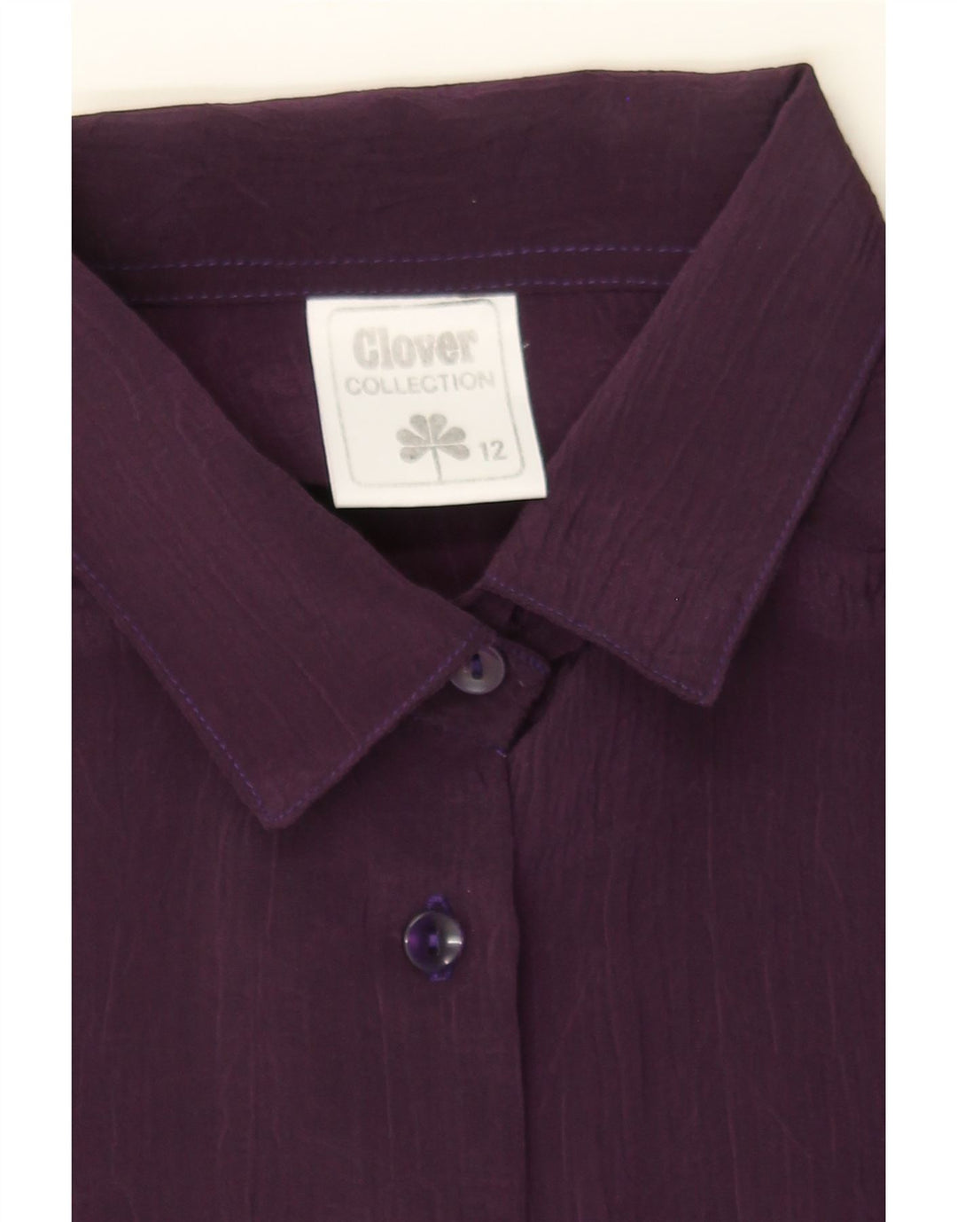 CLOVER Womens Shirt Blouse US 12 Large Purple Polyester Vintage Clover and Second-Hand Clover from Messina Hembry 