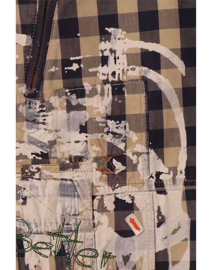 Desigual Pantaloncini cargo grafici da donna EU 42 Large W34 Navy Blue Gingham