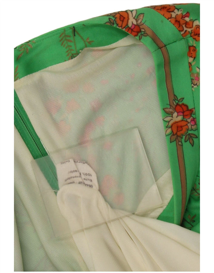Abito a trapezio da donna vintage EU 40 Poliestere floreale verde medio