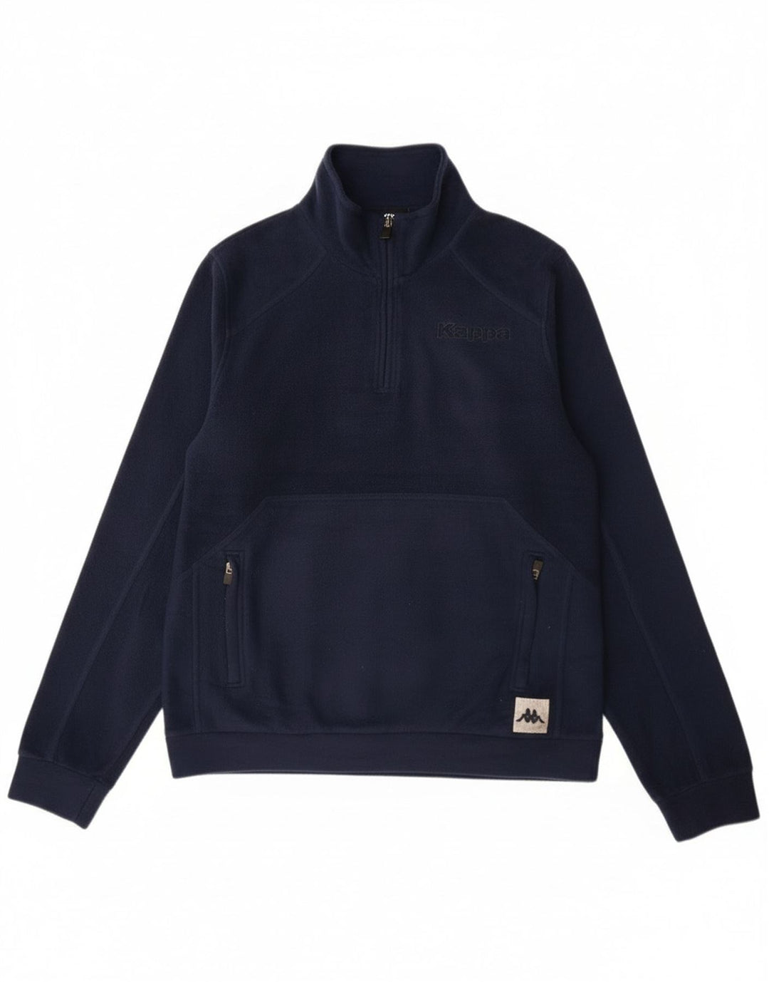 Maglione in pile Kappa da uomo con grafica con zip e collo medio in poliestere blu navy
