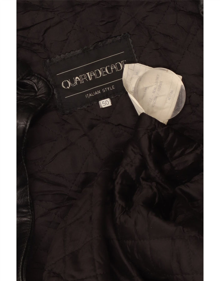 Cappotto oversize in pelle da donna VINTAGE IT 50 XL Pelle Nera