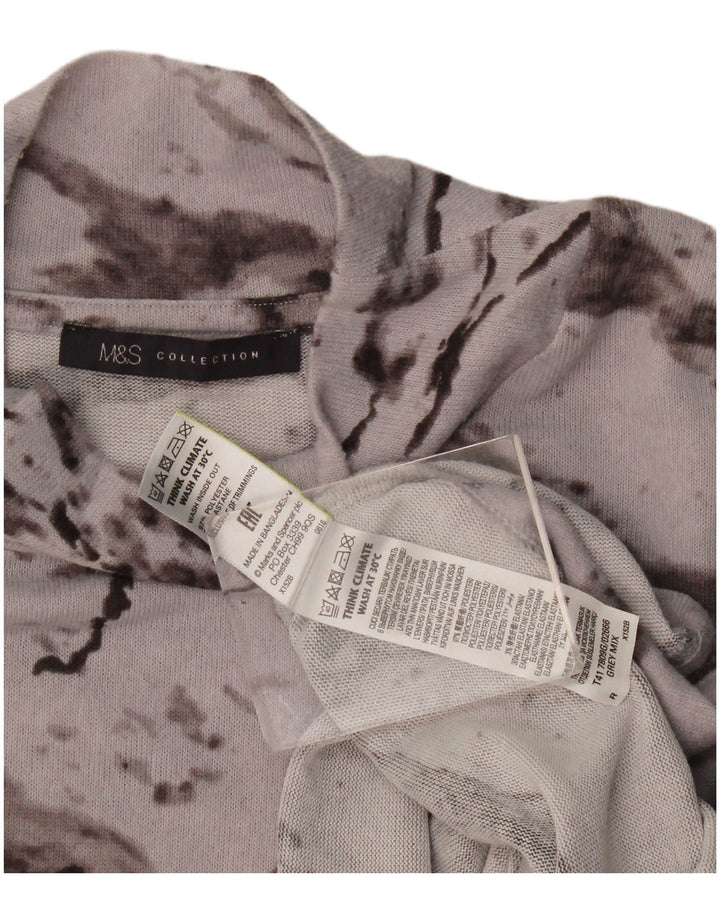 Marks & Spencer Top oversize da donna manica 3/4 UK 14 Large Grey Tie Dye