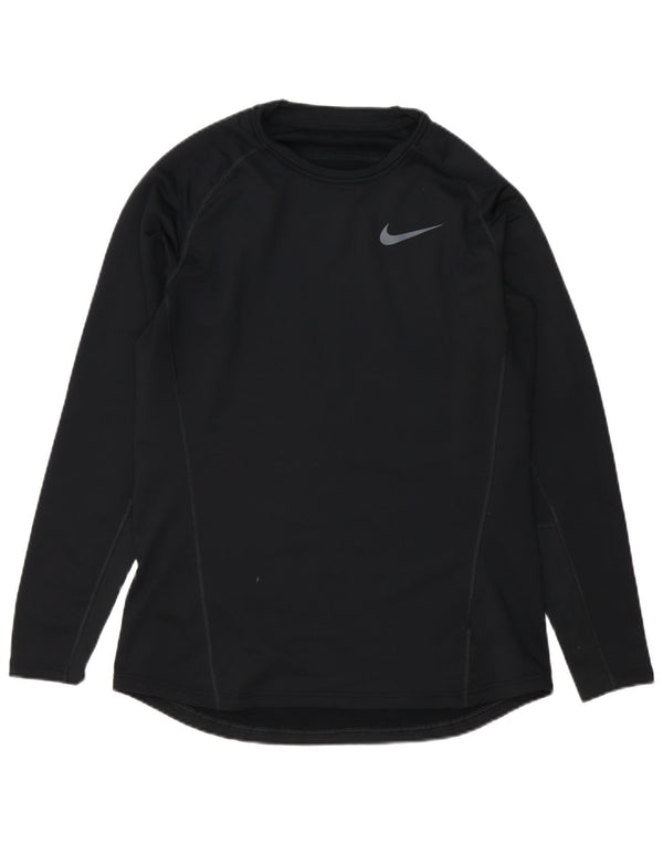 Top Nike Dri Fit da uomo a maniche lunghe, grande, in poliestere nero