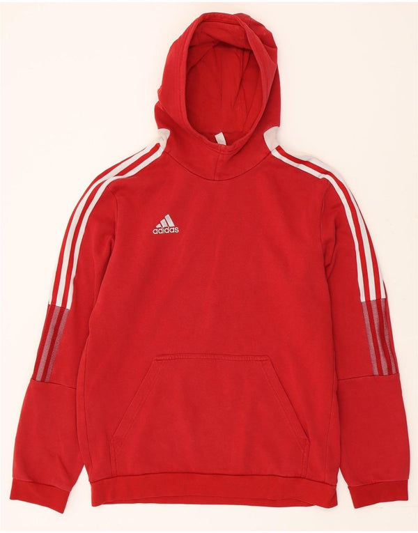Felpa con cappuccio da uomo Adidas Large rossa in cotone