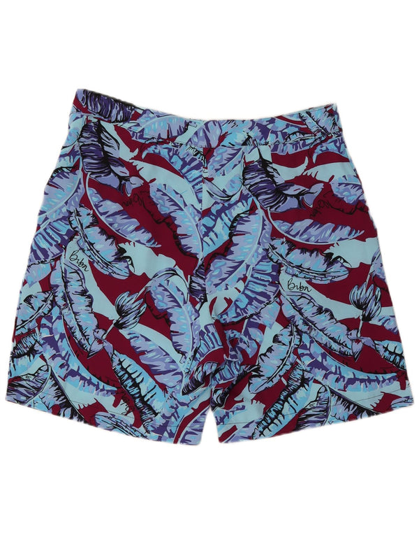 Pantaloncini casual con ancoraggio da donna Biba UK 14 Large W32 Poliestere floreale bordeaux