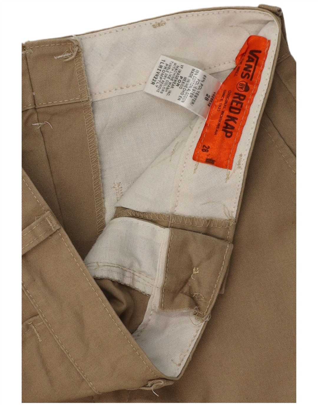 Pantaloncini chino Vans Kap rossi da uomo W28 piccoli in poliestere kaki