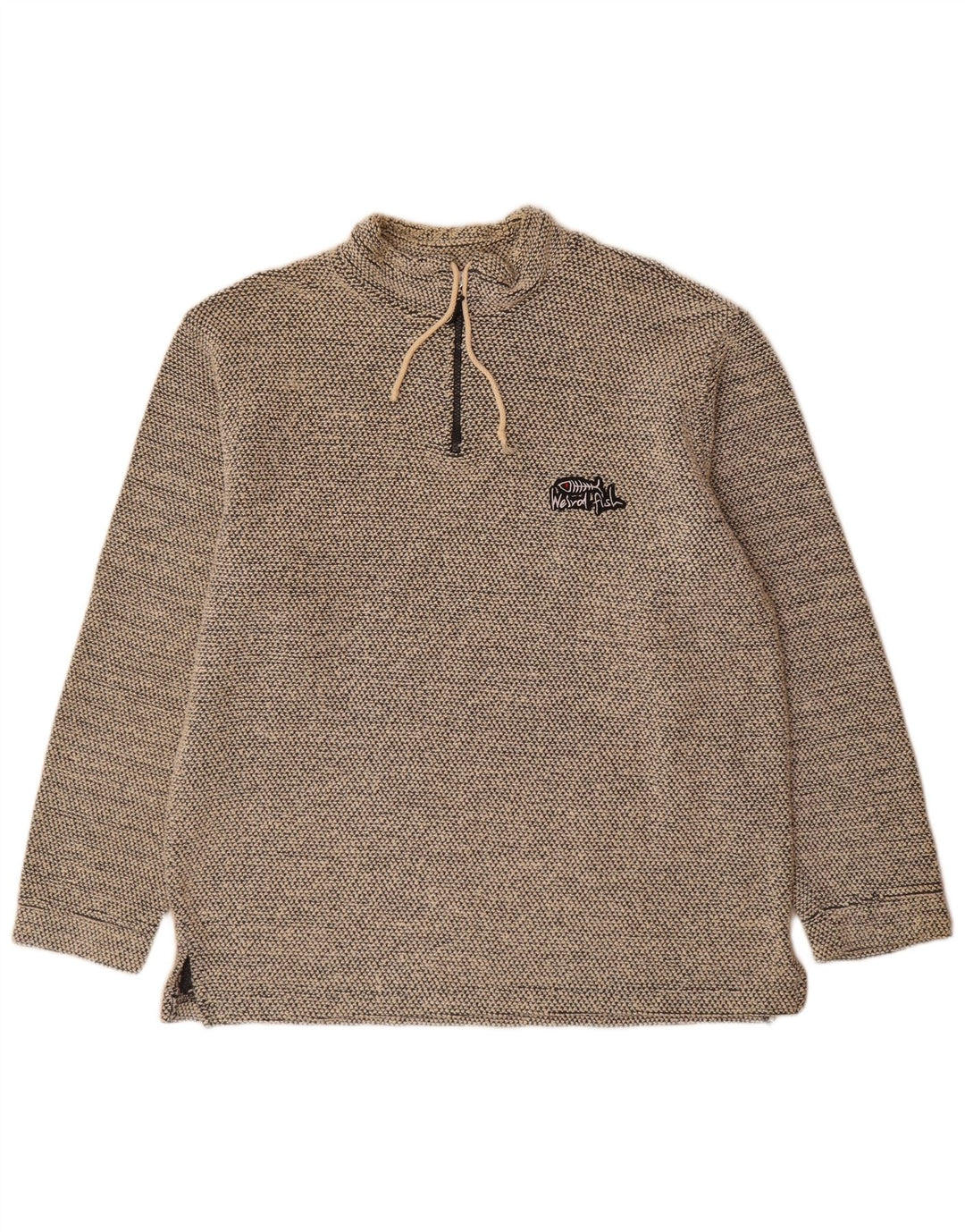 Felpa da uomo con collo con zip Weird Fish, maglione grande, cotone grigio