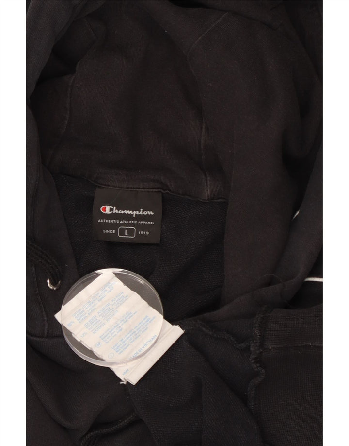 Maglione con cappuccio grafico da uomo CHAMPION grande in cotone nero