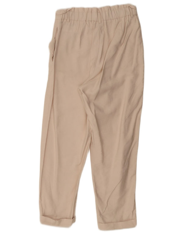 Pantaloni corti affusolati a vita alta da donna Zara piccoli W26 L25 viscosa beige