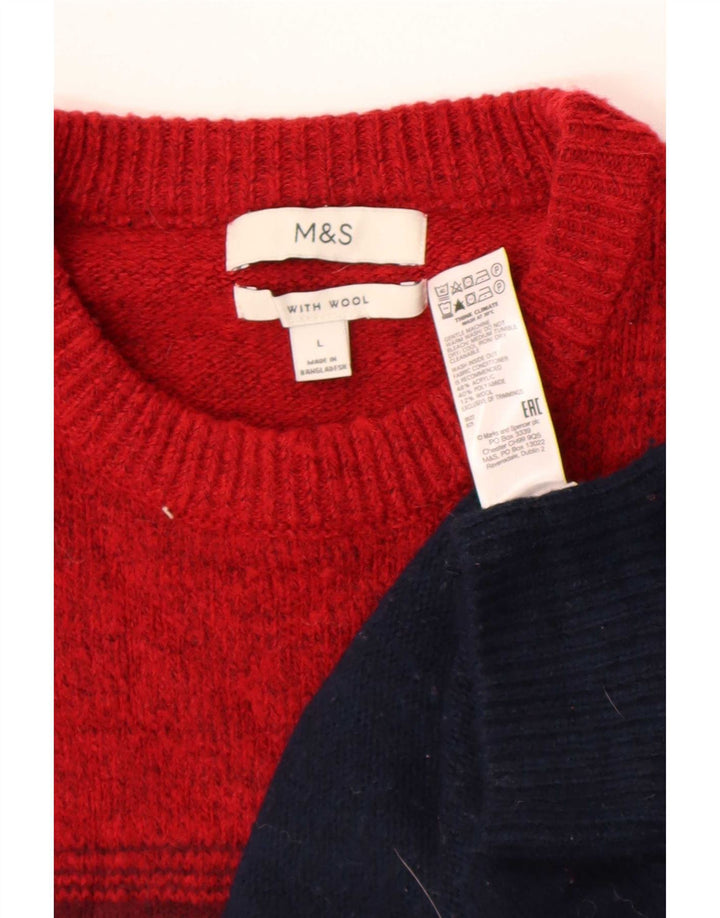 Marks & Spencer Maglione girocollo da uomo a righe grandi bordeaux