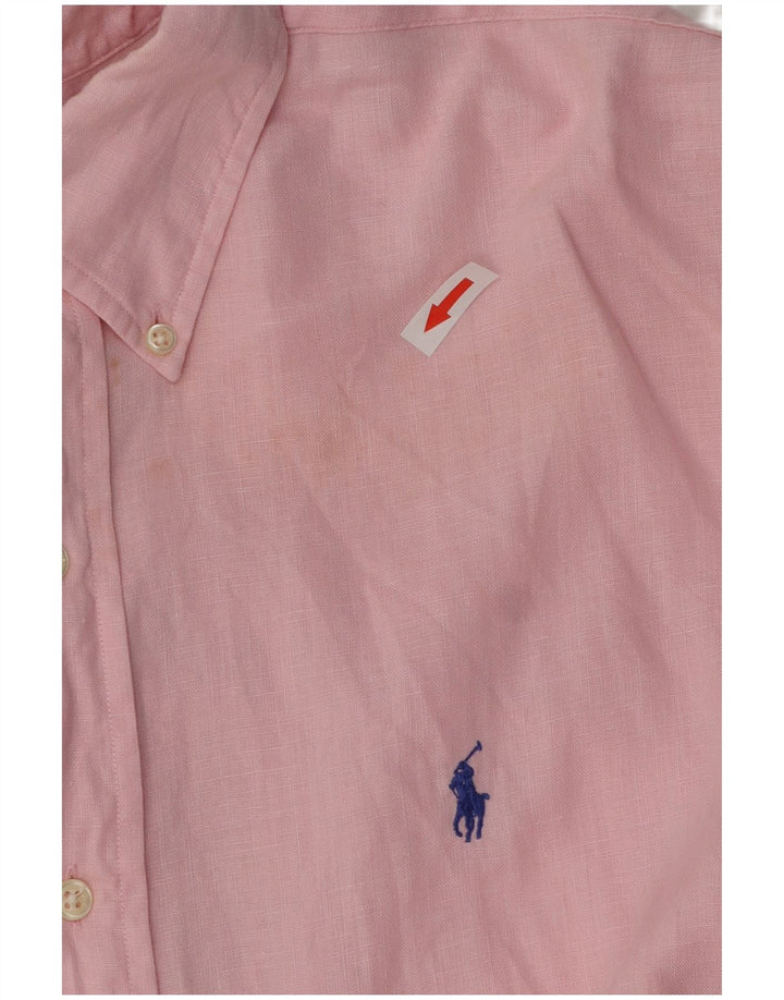 POLO RALPH LAUREN Camicia oversize Blake da uomo XL Lino rosa