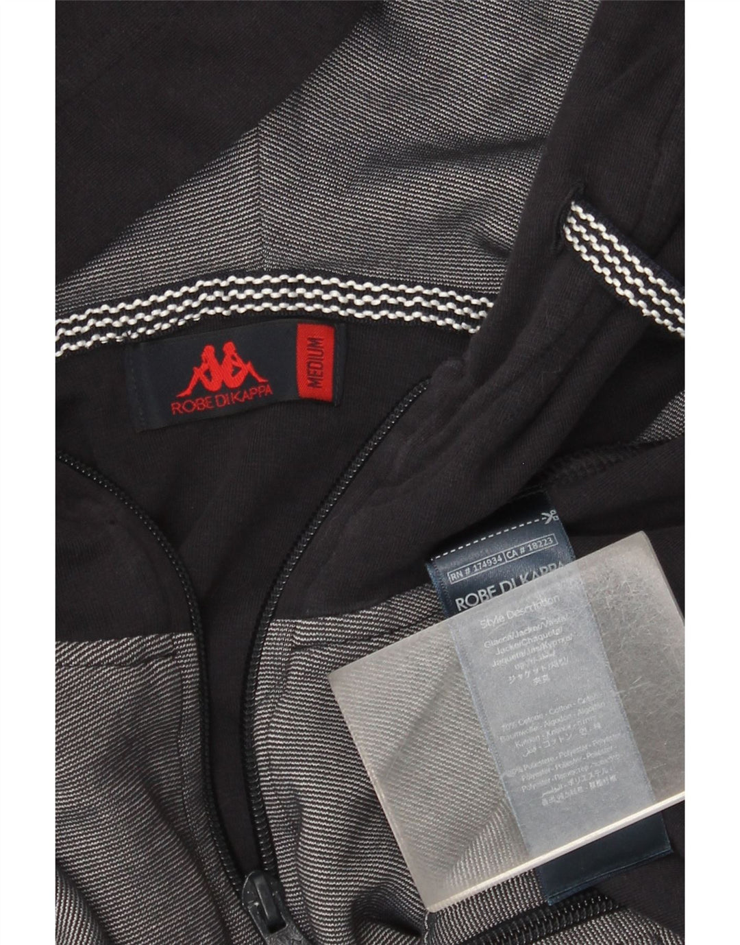 Maglione con cappuccio e zip da uomo Kappa in cotone gessato medio blu navy