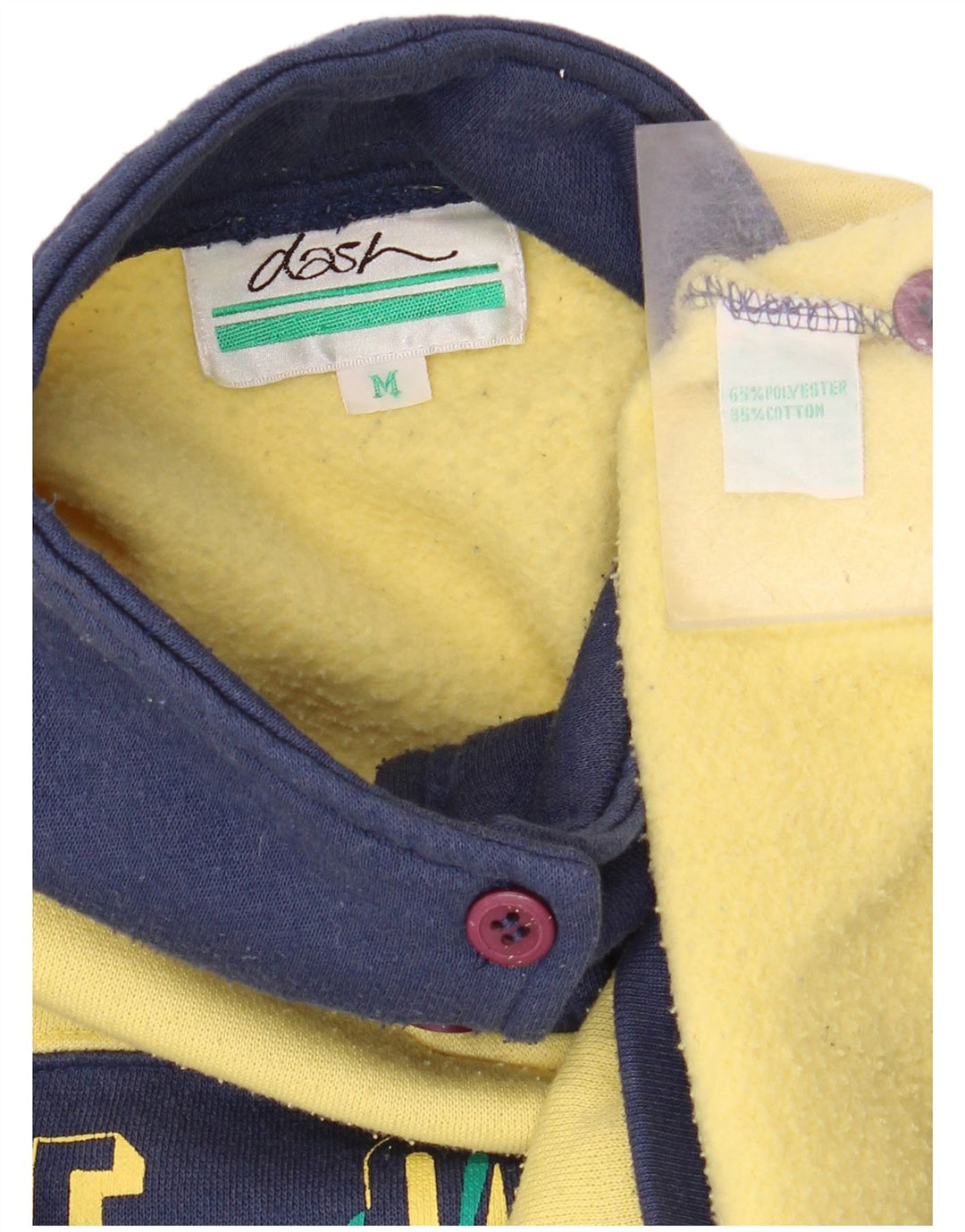 DASH Felpa da uomo con collo con bottoni grafici Maglione color block giallo medio