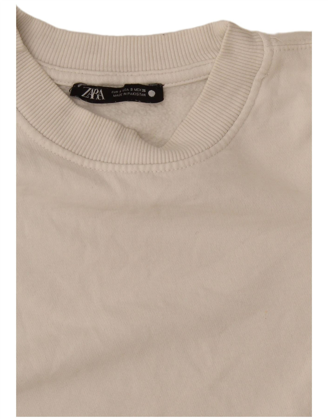 Felpa corta da donna Zara UK 10 piccola bianca