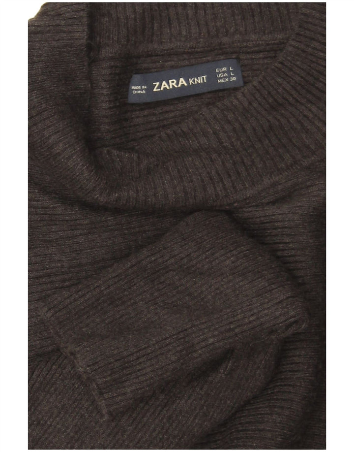 Maglione Zara da donna con collo alto e collo a pipistrello corto UK 16 grande grigio