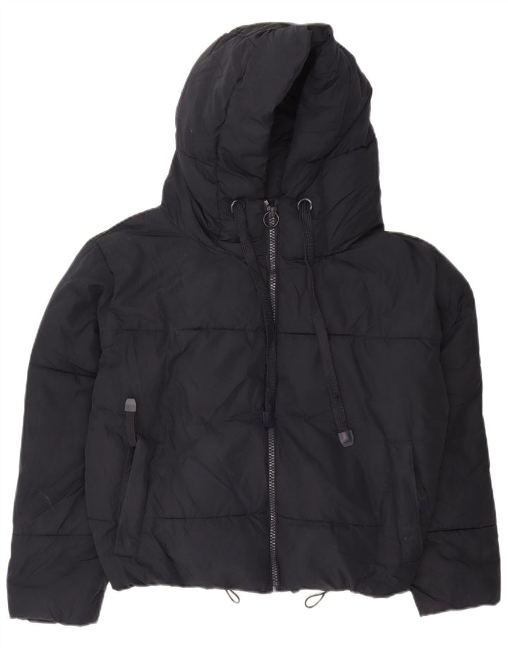 Giacca imbottita con cappuccio corta oversize da donna Zara UK 6 XS poliestere blu navy