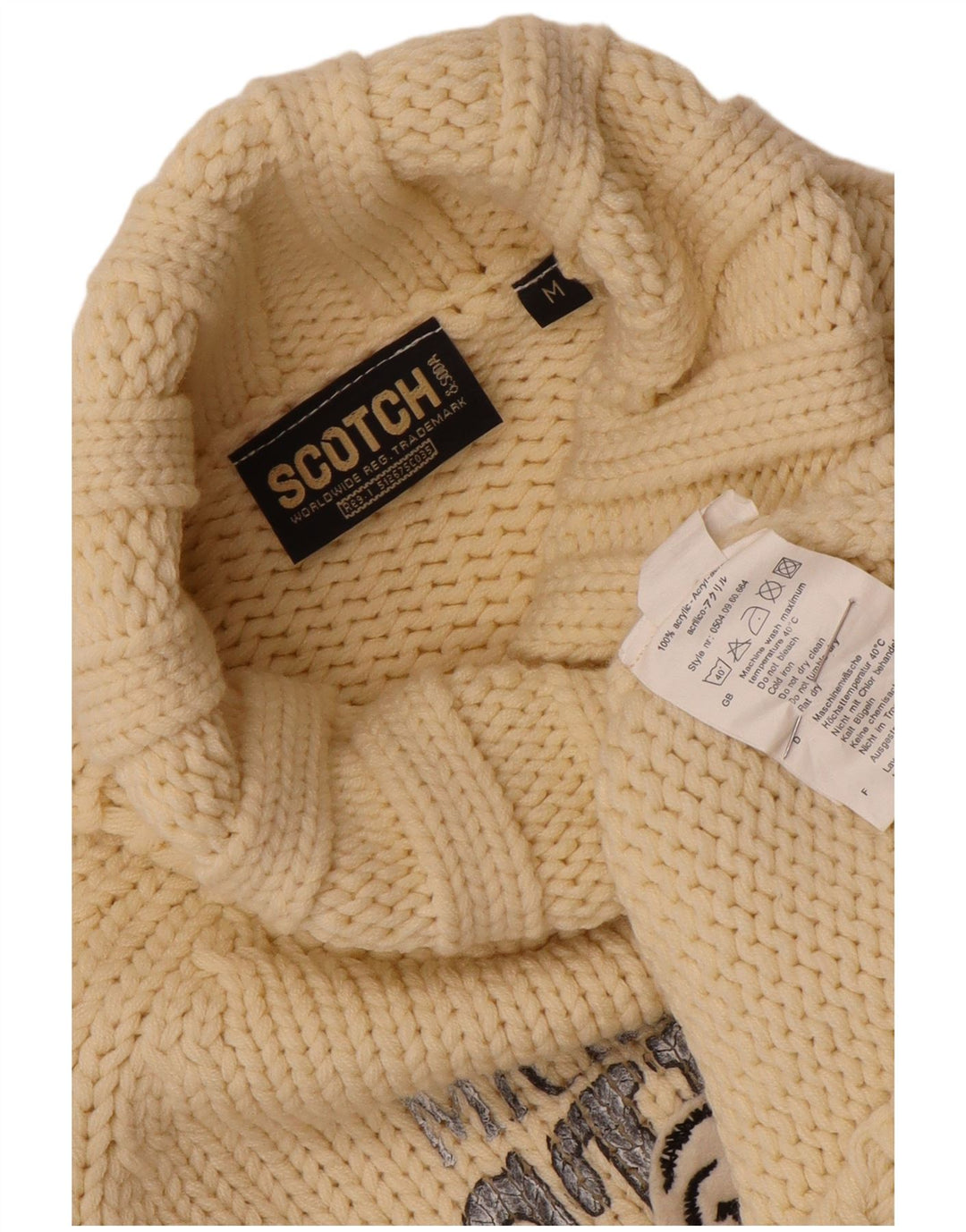 Maglione da donna con collo alto con grafica Scotch & Soda UK 14 Beige medio