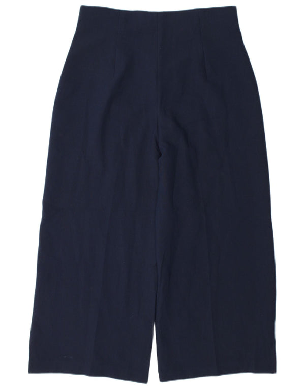 Pantaloni corti a gamba larga a vita alta da donna Zara Large W30 L26 Blu navy