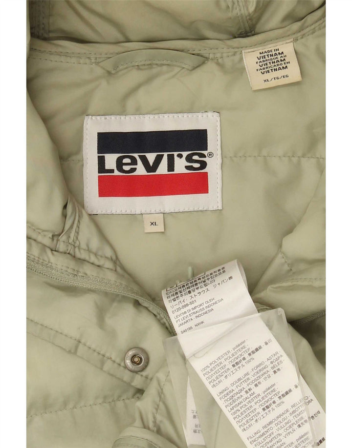 Giacca imbottita con cappuccio da donna Levi's UK 18 XL poliestere verde