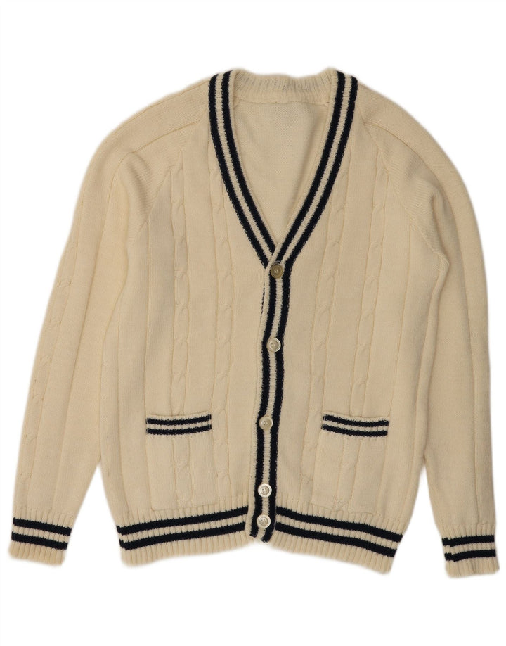 Maglione cardigan da uomo vintage bianco medio